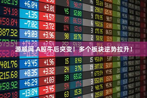源顺网 A股午后突变！多个板块逆势拉升！